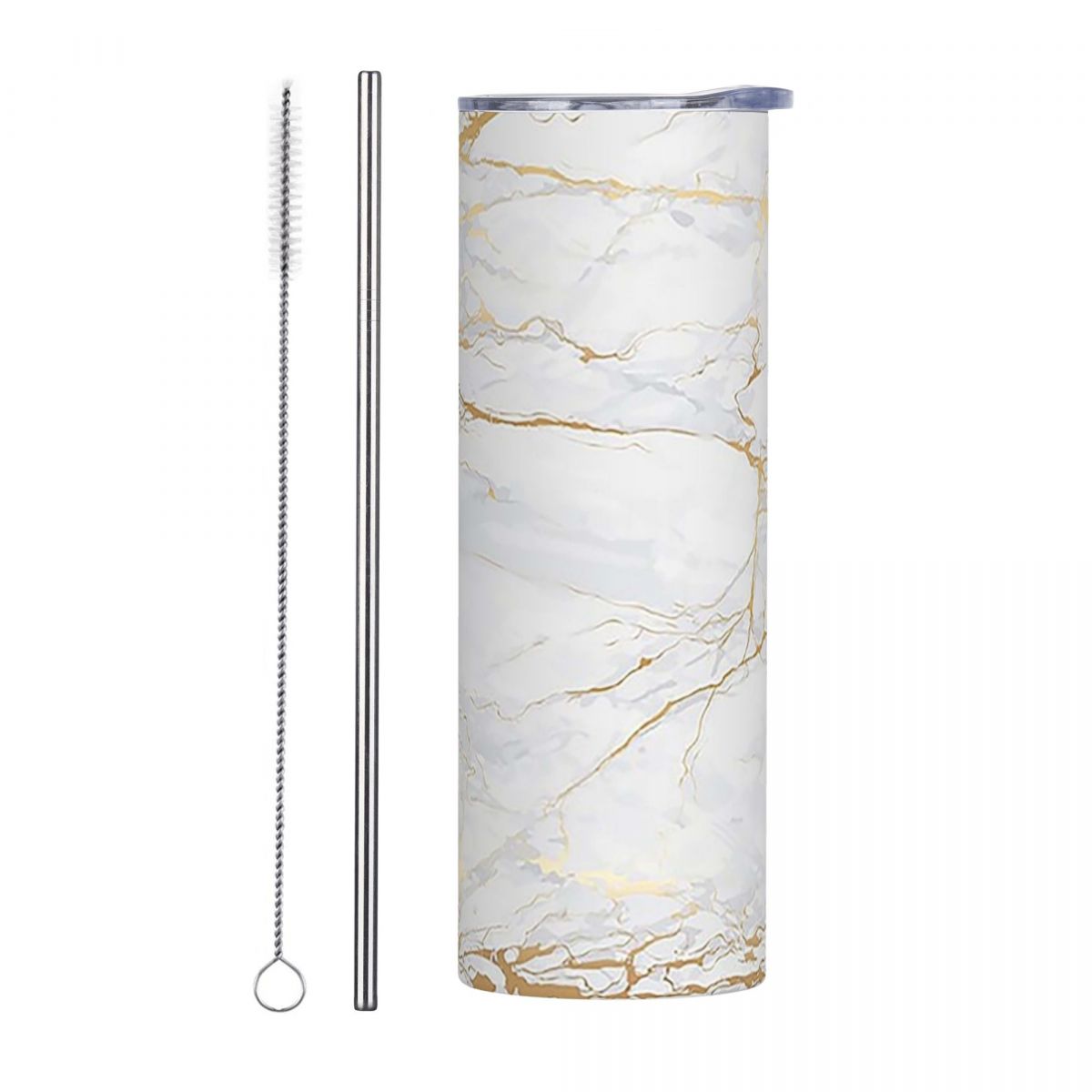 Бело-золотой мраморный термос  – обзор и цена Tumbler 20Oz White